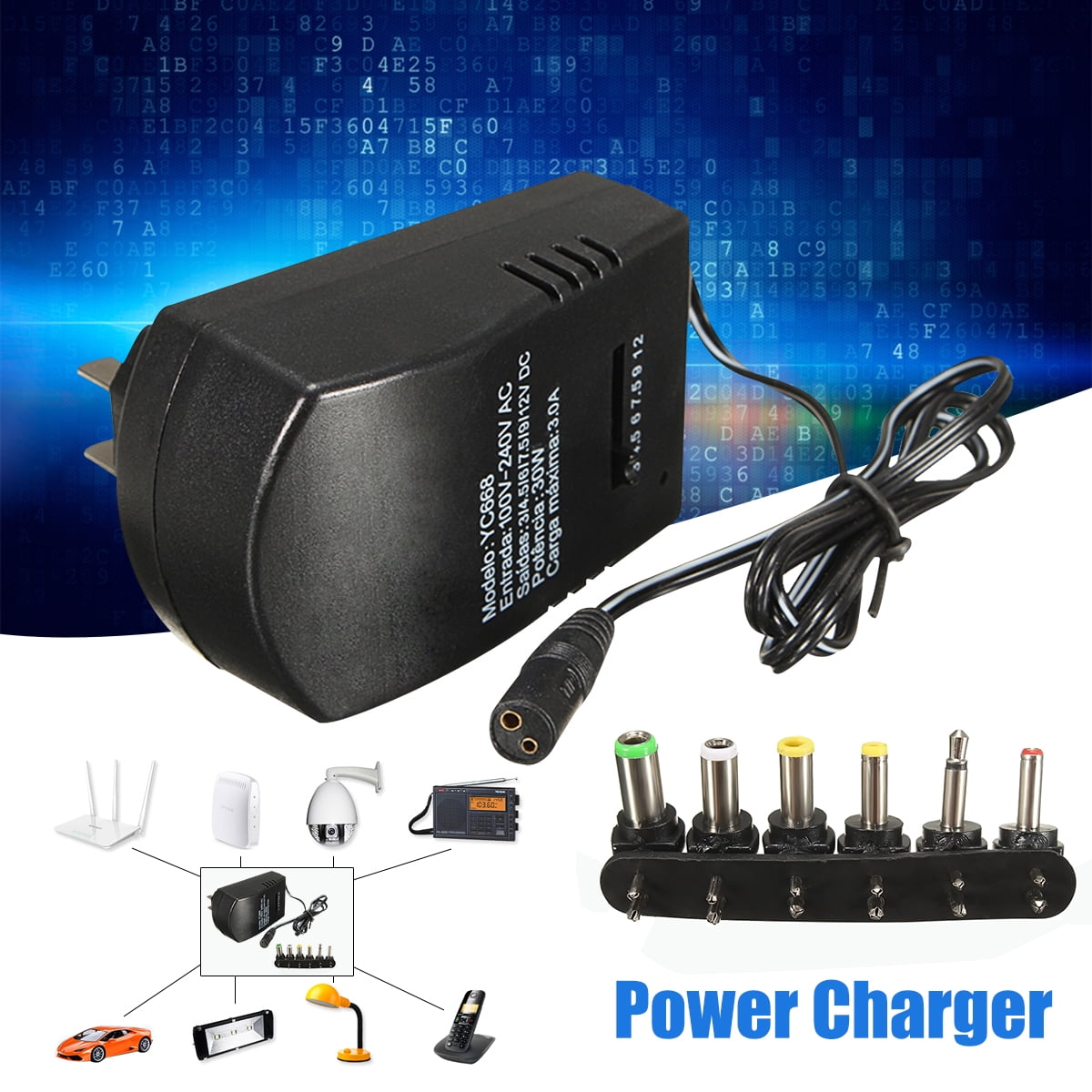 3.0A Universal AC DC Adapter Converter Power Supply 3/4.5/6/7.5/9/12V Charger 