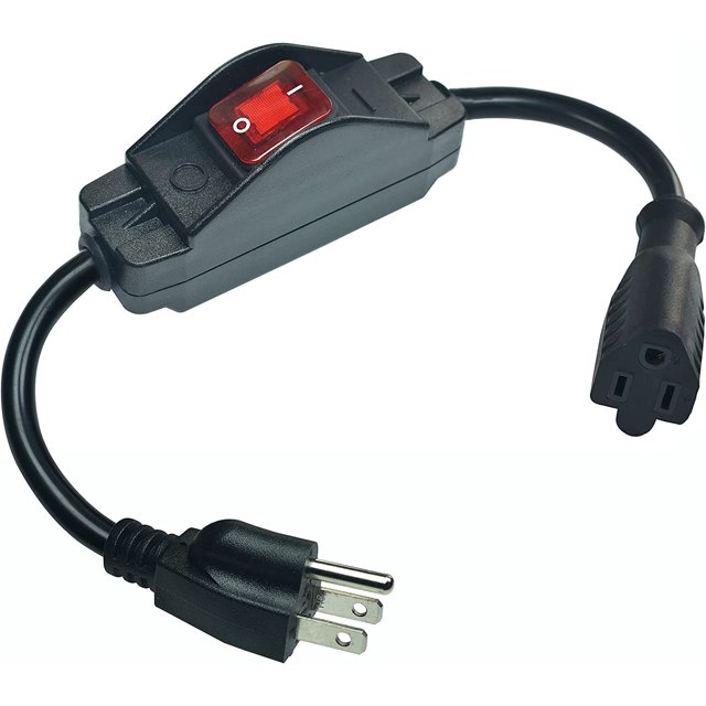 EcoNesxp Rallonge Courte Robuste Noire avec Rouge et Noire avec Rouge et Imperméable Interrupteur Rallonge de 3 Pieds