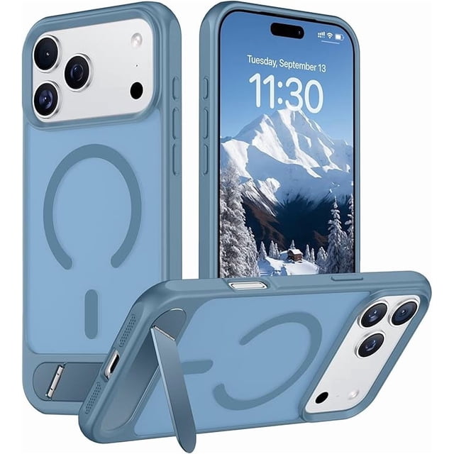 Funda Delgada Mate con Soporte Oculto para iPhone 17 Pro Max 6.9", Negro