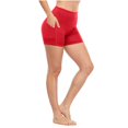 thumbnail image 4 of uublik Casual Shorts for Women Biker Yoga Shorts with Pockets High Waisted Athletic Running Workout Gym Shorts, Red, 4 of 6