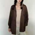 thumbnail image 3 of Ohufall Women's Hooded Cardigans Fashion Casual Open Front Bolero Shrug Summer Solid Color Light Breathable Long Sleeve Cardigan Top, 3 of 7