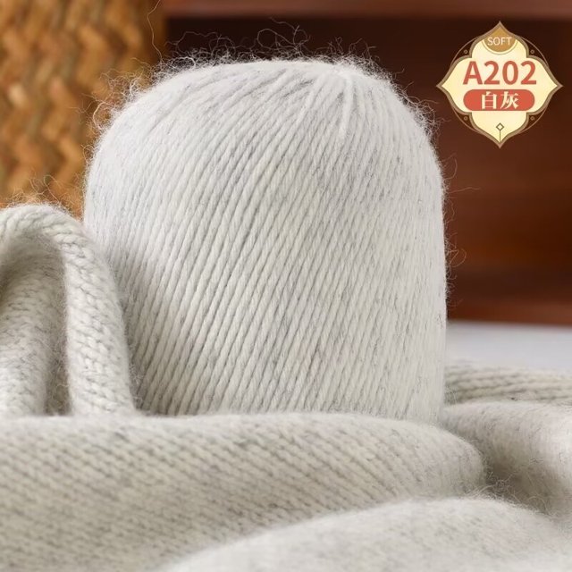 Nvzi 1 rollo de lana para tejer (6 hebras), hilo de ganchillo gris-blanco de alta calidad para proyectos de manualidades, hilo de felpa suave adecuado para trabajos de tejido y ganchillo, duradero