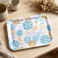thumbnail image 6 of Howayme Melamine Plastic Serving Tray, 12.9"x9.6" Large Shatterproof Decorative Food Tray for Restaurant, Parties, Kitchen & Outdoor Use, Teal and Yellow Mandala Pattern, 6 of 6