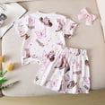 thumbnail image 4 of Weebloom Summer Pajamas For Toddler Girls Summer Western Style Kids Outfit Two Piece For Everyday Wear Short Sleeve Tee And Shorts Sleepwear Nightwear Pjs Loungewear Pink 3-4Y, 4 of 9