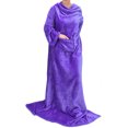 thumbnail image 6 of Catalonia Wearable Blanket with Sleeves and Pocket, Cozy Soft Fleece Micro Plush Wrap Adult Blanket Robe for Women Men, Makes a Great Gift for Holidays, Purple, 73" x 51”, 6 of 7