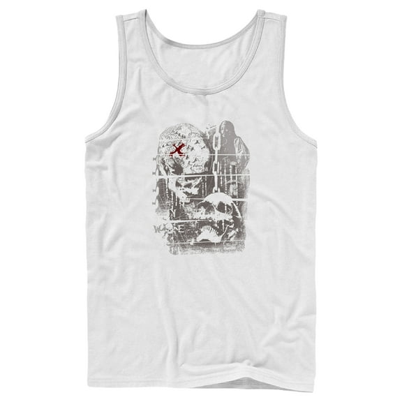 Men's Pirates of the Caribbean: Curse of the Black Pearl Jack Sparrow Distressed Skull Poster  Tank Top White Medium