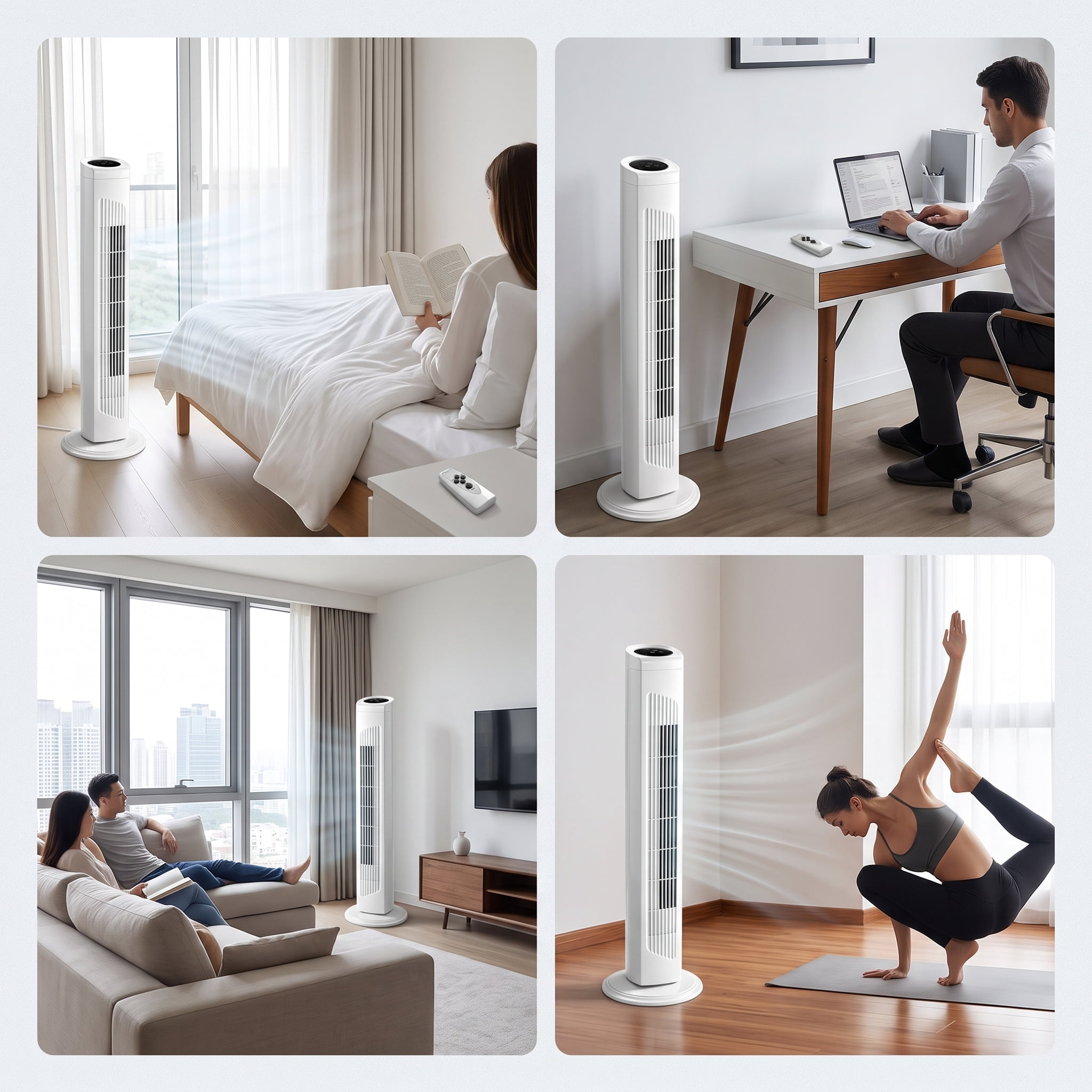 32 Inch Tower Fan, Energy-Saving Column Fan with Copper Motor, Touch & Remote Control, 3 Speeds 3 Modes, 7.5H Timer & Wide Oscillation for Home Bedroom Living Room