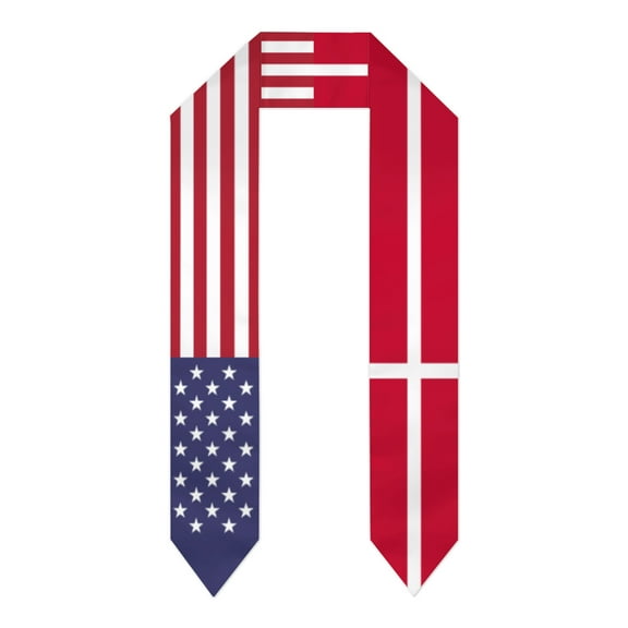 Denmark & USA United States Flag Shawl Sash Stole Graduation Shawls Wraps Scraf For International Study