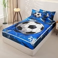 thumbnail image 2 of Homewish Football Lover Kid Zipper Full Size Comforter Sets with Fitted Sheet and 2 Pillowcases, Blue Watercolor Zipper Bedding Set, Navy Reversible, 4pcs, 2 of 6