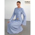 thumbnail image 3 of Blue and White Striped Cotton Maxi Dress with Elegant Belt Detail, 3 of 4