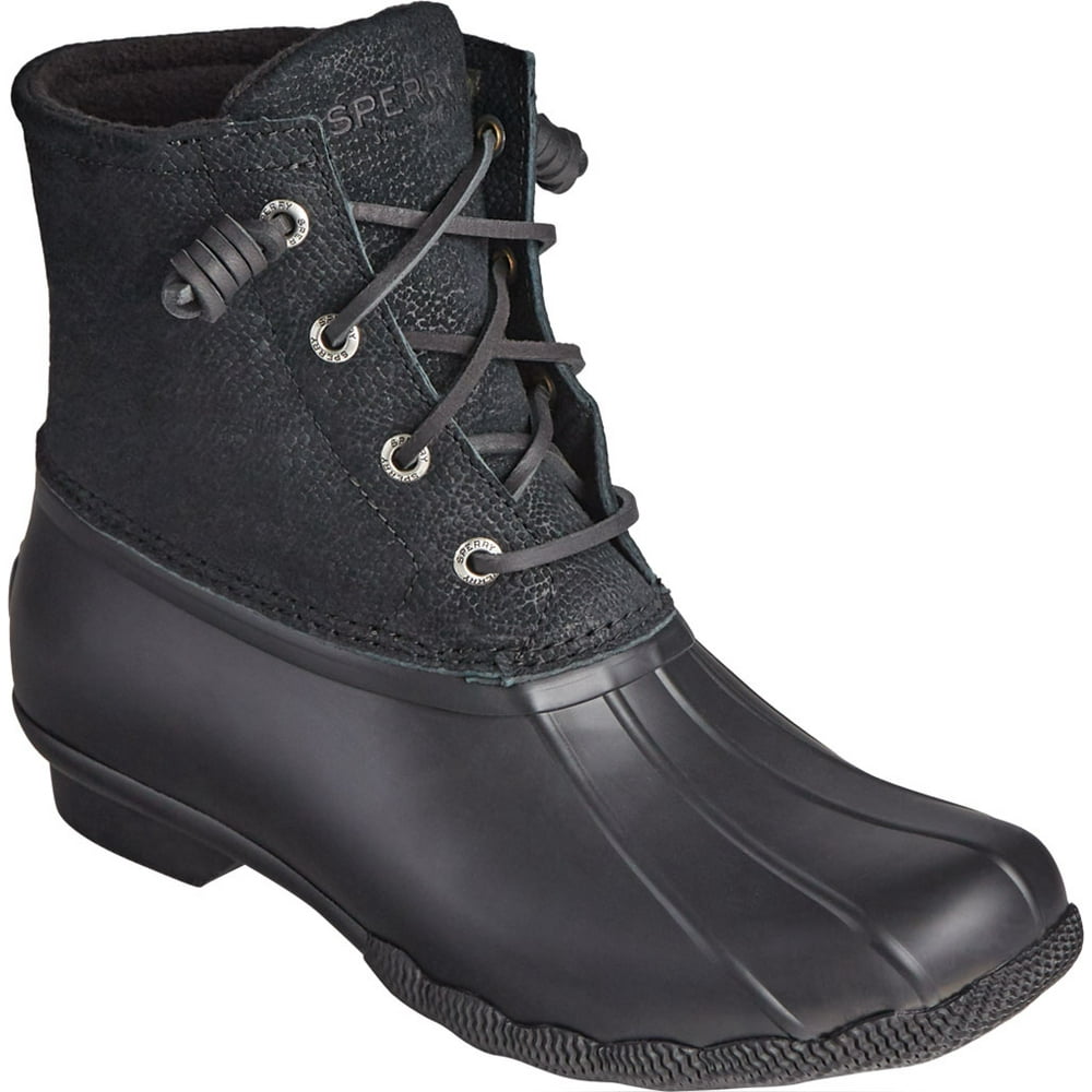 Sperry - Women's Sperry Top-Sider Saltwater Serpent Leather Duck Boot Black Leather/Rubber 7.5 M
