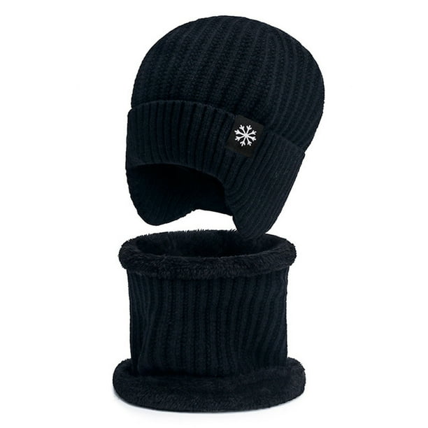 Fiudx Gorro de Invierno, Diseño de Orejeras de Punto de Terciopelo Grueso, Conjunto de Bufanda Cálida, Versátil para Actividades Al Aire Libre, Ideal para Regalo de Navidad, Talla Única, Incluye Gorr