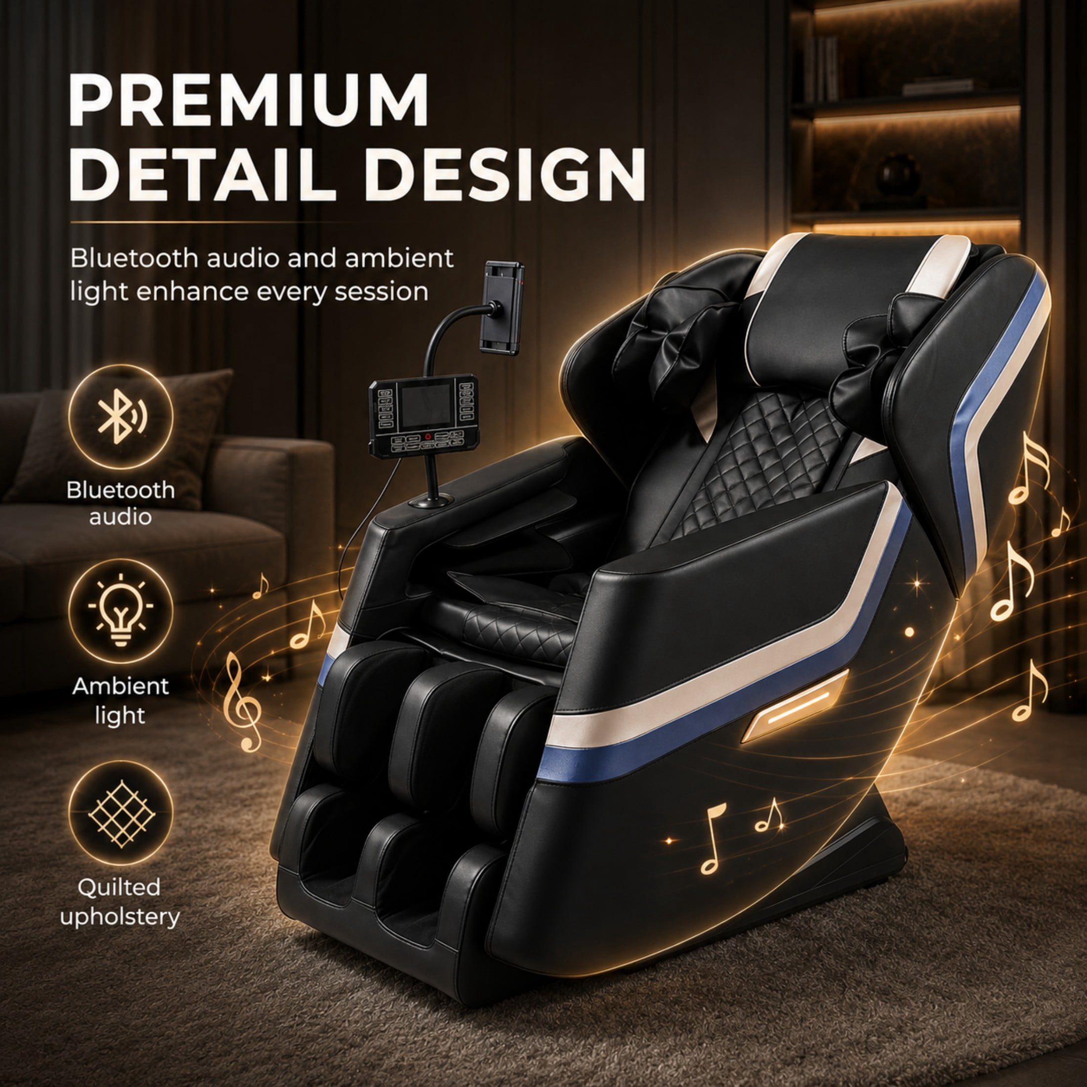Aenkyo Full Body Zero Gravity Massage Chair Recliner with 8 Fixed Rollers and Foot Massage, Black