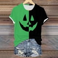 thumbnail image 6 of Landzoo Halloween Women'S T-Shirt Colorblock Short Sleeve Round Neck Tops Party Casual Women Tees Size L Green, 6 of 7