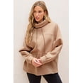 thumbnail image 6 of Plusashion Elegant French Beige Turtleneck Sweatshirt - Dolman Sleeves, Drawstring, Versatile Fit!, 6 of 8