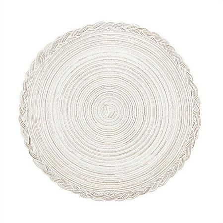 

Round Braided Placemats 15 inch Washable Kitchen Table Placemats for Home Wedding Party