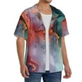 thumbnail image 2 of Gukieu Colorful Abstract Waves Print Men's Short-sleeved Shirts, Button-down Pocket Shirts, T-shirts, Beach Vacation Travel Summer Clothing-Medium, 2 of 5
