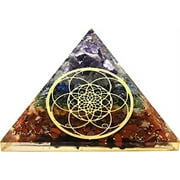 7 Chakra Crystal Orgone Pyramid, Organite Pyramid Flower of Life (Sacred)