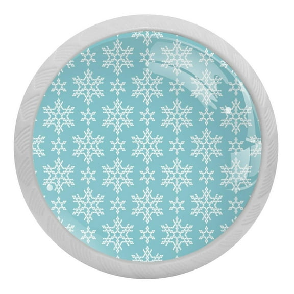 4PCS Round Snowflake Cabinet Fluorescence Knob Glowing in the Dark Furniture Drawer Pulls Handle with Screws