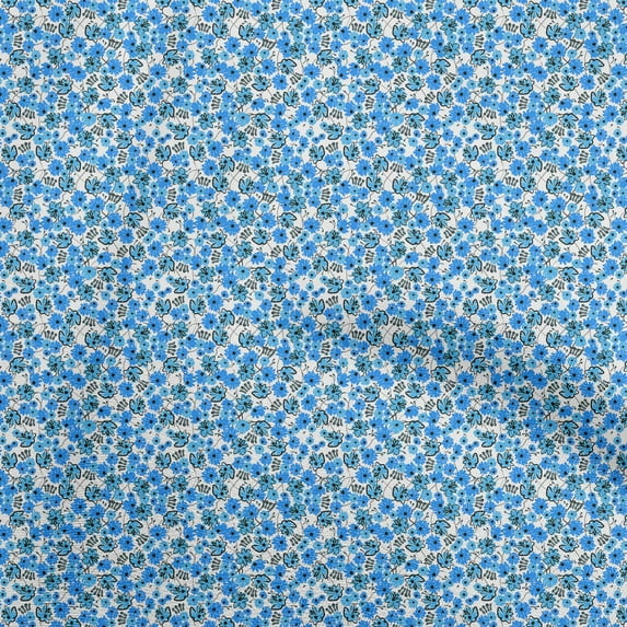oneOone Viscose Jersey Medium Blue Fabric Floral Abstract Fabric For Sewing Printed Craft Fabric By The Yard 60 Inch Wide