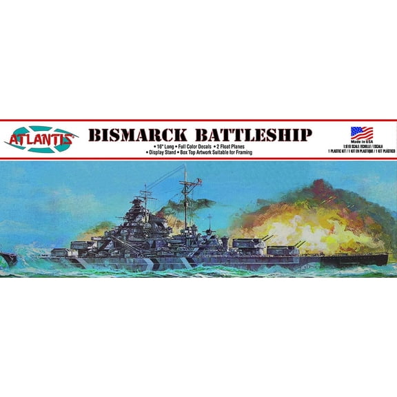 Atlantis Bismarck German Battleship Plastic Model Kit, 16 Inch