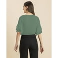 thumbnail image 7 of Moomaya Womens Solid Top, Round Neck Ruffled Bell Sleeves Casual Summer Top, 7 of 7