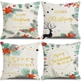 thumbnail image 1 of 4 Pcs Housse de Coussin de Noël 45x45(Style 12)(Insertion d'Oreiller Non Incluse), 1 of 5