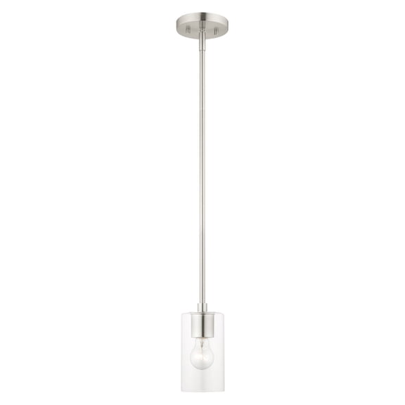 Livex Lighting  1 Light Brushed Nickel Mini Pendant, 45477-91 - 5" Dia x 16.25" - 46.25" Adj. H