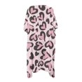 thumbnail image 2 of HELLHERO Half Sleeve Long Kimono Swimsuit Cover Up for Summer High Quality Fabrics Loose Women's Swimsuit Cover Up Shirt Light Pink Leopard Print, 2 of 5