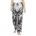 thumbnail image 2 of Lsque Monochrome Deer Floral Print Women's Pajama Pants, Lounge Pant - Comfortable Home Wear,Elastic Waistband, Stylish Design-Medium, 2 of 9