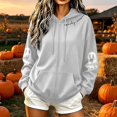 thumbnail image 2 of Womens Hoodies Halloween Long Sleeve Sweatshirt Classic Print Zip Casual Tops With Pockets Fleece Lined, 2 of 5