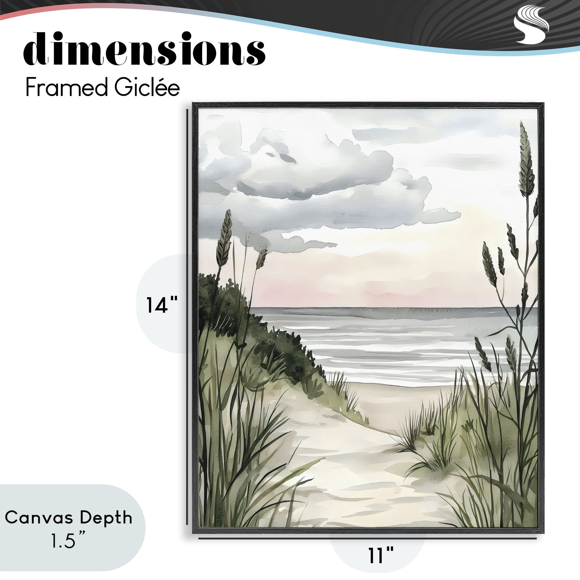 Stupell Industries Coastal Calm Seaside Dunes Black Framed Giclee Art, design by Riley B