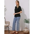 thumbnail image 3 of DARING DIVA Women's Cowl Neck Short Sleeve Casual Stretchy Blouse S Black, 3 of 6