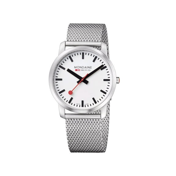 Mondaine Simply Elegant Steel White Dial Mesh Band Mens Watch A638.30350.16SBM