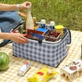 thumbnail image 5 of tzyudk Folding Picnic Basket Large Capacity Outdoor Gift Camping Thermal Bag Handheld Aluminium Foil Thickened Fabric Car Picnic Bag Storage Bag Storage Affordable Useful Black Plastic, 5 of 6