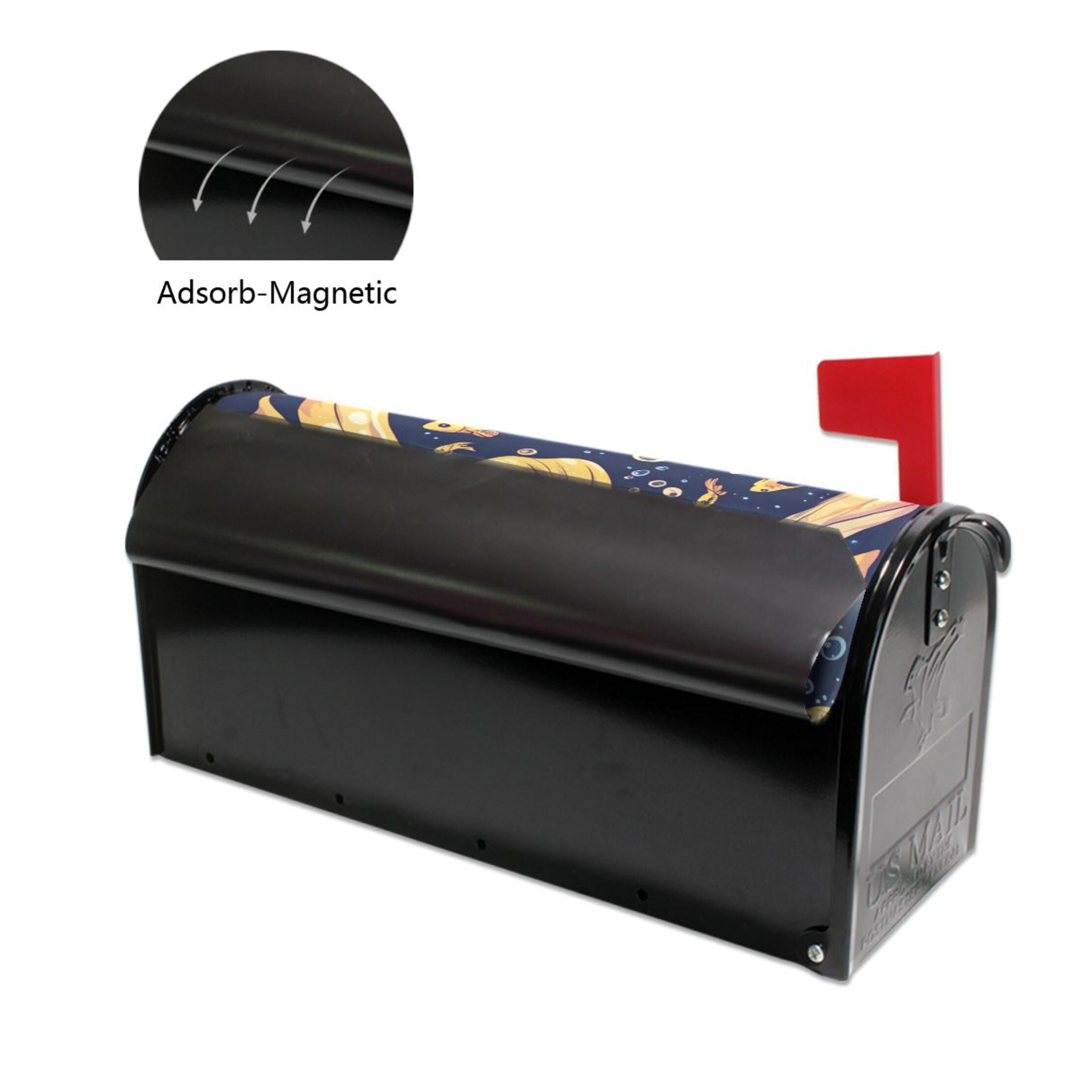 Mailbox Covers Magnetic Large Size 25.4x20.78 in Mailbox Wraps Post for Garden Yard Decor Yellow Fish with Large Wings