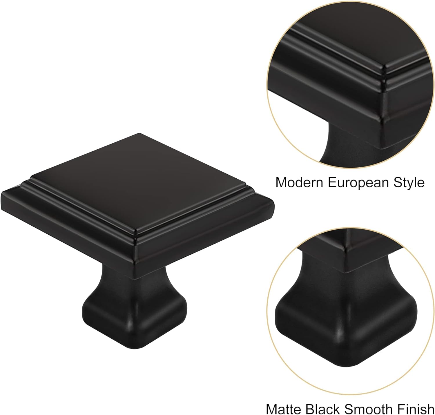 Drawer Knobs,Cabinet Handles Cupboard Dresser Drawer Pulls Modern Hardware Square Black (10pcs) Square Black 10Pack - image 3 of 8