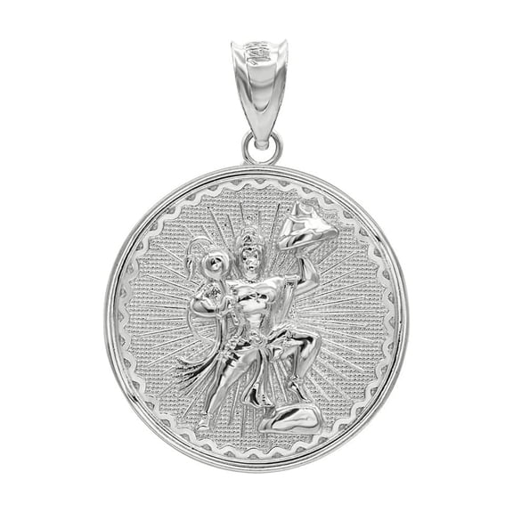.925 Sterling Silver  Lord Hanuman Hindu God Coin Pendant/Necklace (Pendant Only)