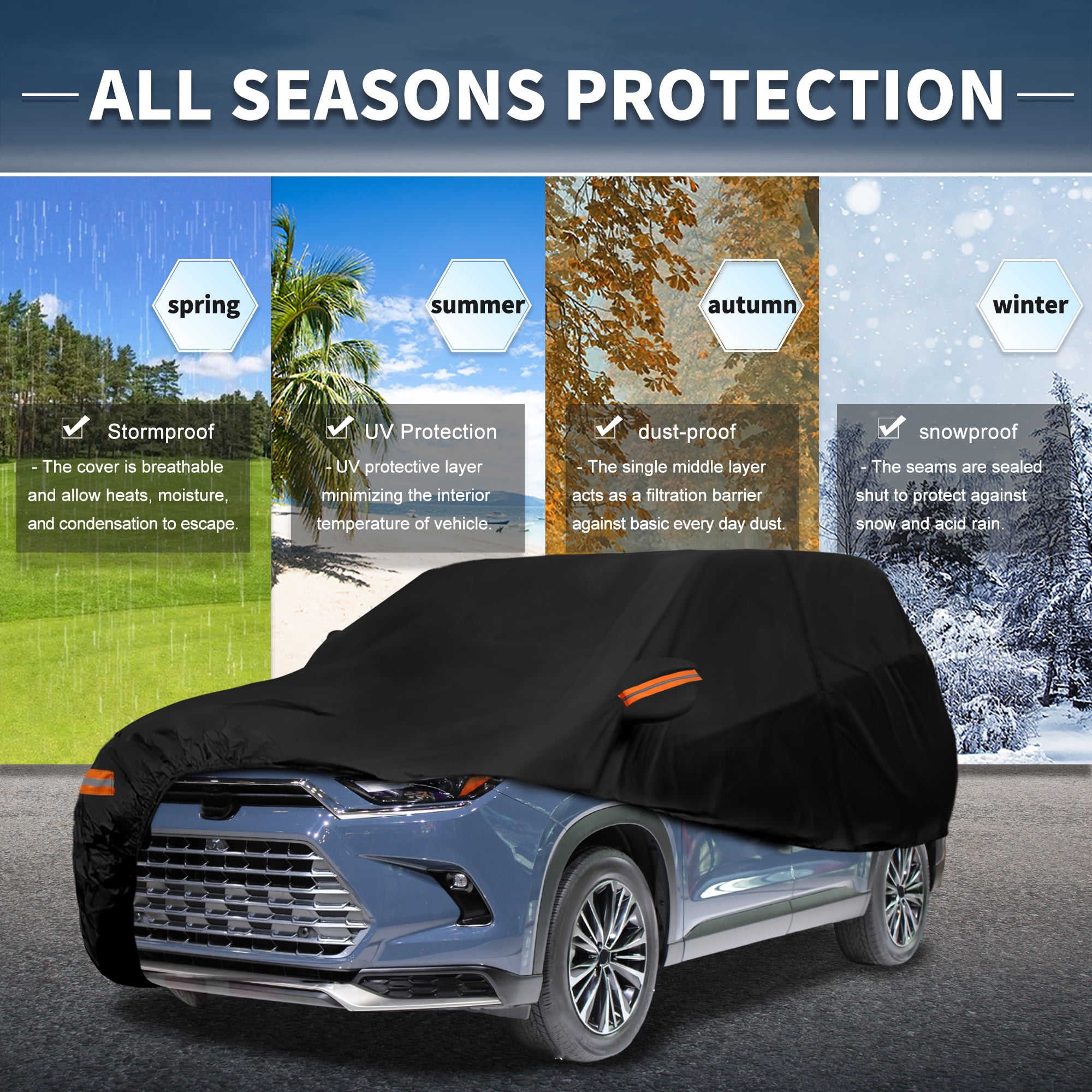 Unique Bargains Aluminum Car Cover for Toyota Grand Highlander 200.79"x76.77"x59.06"