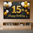 thumbnail image 5 of Black Gold White Balloon Themed 15th Birthday Backdrop Banner Party Decorations Happy Birthday Photography Props Birthday Party Decor Background, 5 of 7