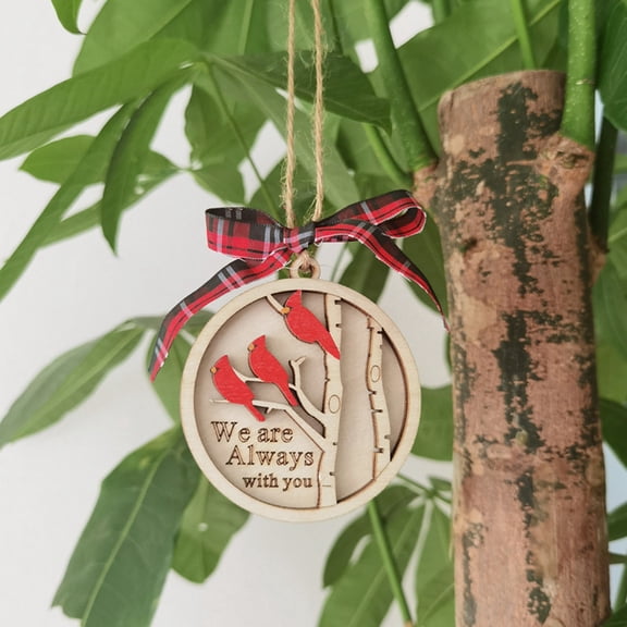 Jlong 1PC Handmade Memorial Ornament with Cardinals- We are Always with You, 3D Layered Wood Ornament Memorial Ornament, Gifts Idea for Christmas Keepsake I Am Always with You Sympathy Grief Gift