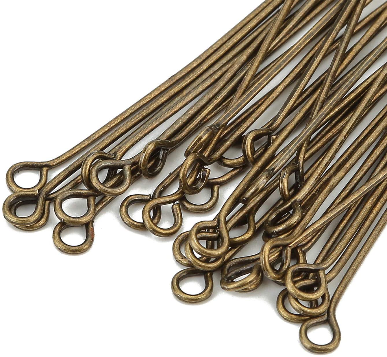 Eye Pins 200 Pieces Flat Eye Headpins for Jewelry Making (Bronze