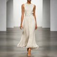thumbnail image 2 of Levmjia Women's Dress Polka Dot Print Sleeveless Summer Dress Elegant Evening Party Gown with Belt, 2 of 5
