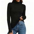 thumbnail image 2 of Chiccall Women's Turtleneck Long Sleeve Base Layer Top, Stretchy Slim Fit Thermal Shirt with Thumb Holes for Fall Winter Layering, 2 of 10