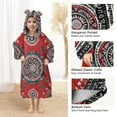 thumbnail image 4 of Abstract Red Black Geometric Pattern Flannel Wearable Blankets Hooded Design Long Sleeves Wrap Unisex for 3T-14Y M, 4 of 7