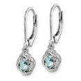 thumbnail image 2 of 925 Sterling Silver Rhodium-plated Diam. & Aquamarine Earrings; for Adults and Teens; for Women and Men, 2 of 3