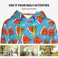 thumbnail image 4 of Lsque Cartoon Watermelon Pattern Casual Women's Hoodie,Hooded Sweatshirt with Kangaroo Pocket,Pullover Hoodie with Eye-catching Drawstrings-Large, 4 of 7