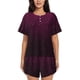 thumbnail image 1 of Balery Dark Purple Glitter Conjunto de Pijama para Mujer con Estampado, Dos Piezas de Manga Corta y Shorts, Ropa de Dormir Suave con Cuello Redondo y Bolsillos-X-Large, 1 of 6