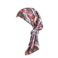 thumbnail image 2 of Herrnalise Women India Muslim Elastic Turban Print Long Tail Hat Scarf Wrap, 2 of 2
