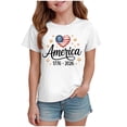 thumbnail image 2 of mgoYE 250th American Anniversary Girls Tee Girls Boys T-Shirts Graphic Tees Girls Boys 250 Years of Freedom 1776 2026 American Flag 4 July Vintage O-Neck T-Shirt(White,1-2 Years), 2 of 4